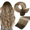 imageFull Shine Weft Hair Extensions Human Hair Sew In Hand Tied Weft Extensions Color Brown With Light Blonde Highlights Walnut Brown 3822 Straight Remy Hair 60G 22 Inch