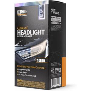 imageCERAKOTE Ceramic Headlight Restoration Kit  Guaranteed To Last As Long As You Own Your Vehicle  Brings Headlights Back to Like New Condition  No Power Tools Required  10 Wipe Kit1 VEHICLE KIT