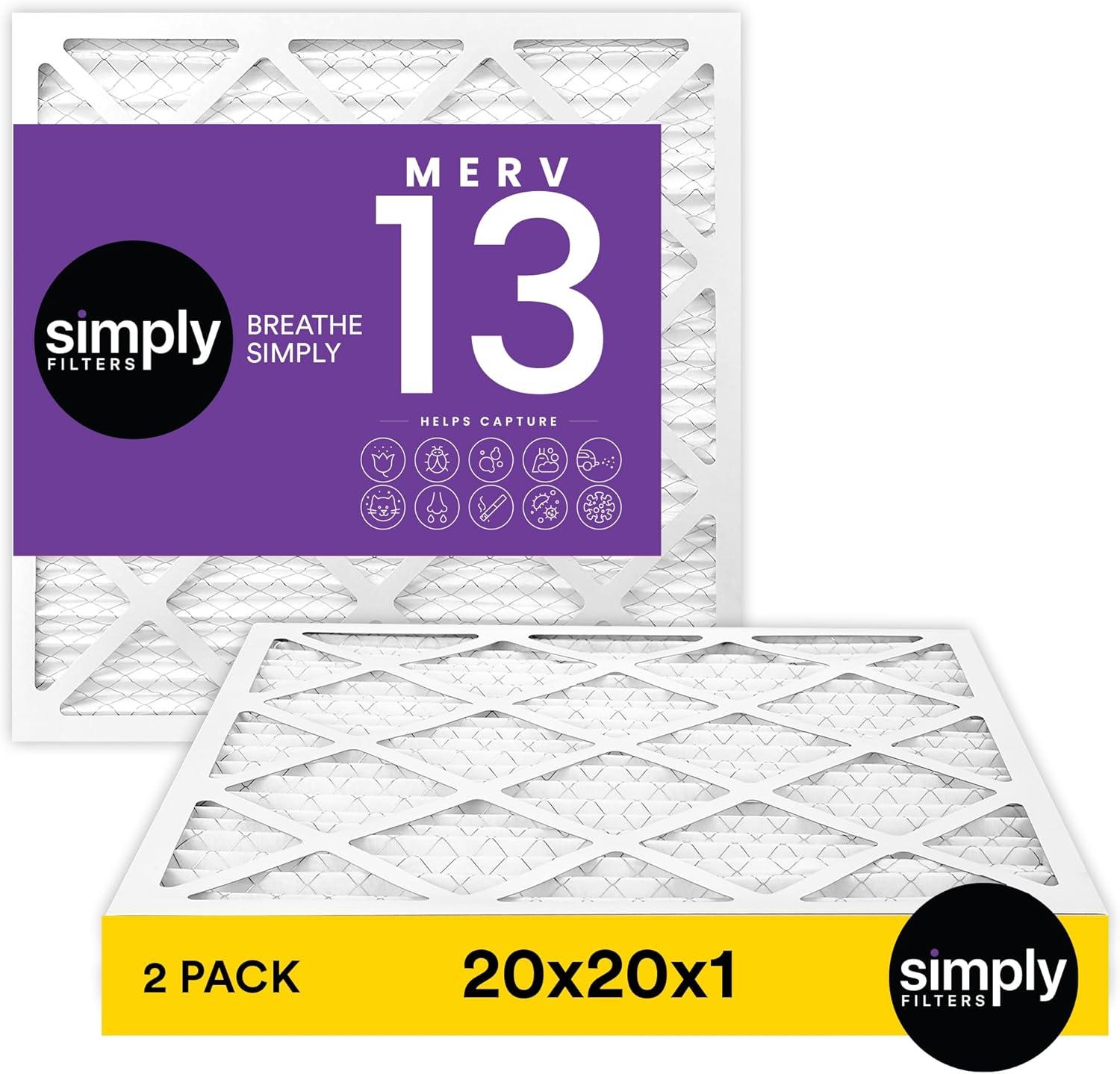 imageSimply 14x30x1 Air Filter Merv 13 MPR 1500 4 Pack For Home AC Furnace ampamp HVAC Actual Size 1375quotx2975quotx075quot DUST Pet ampamp Allergy Control2Pack