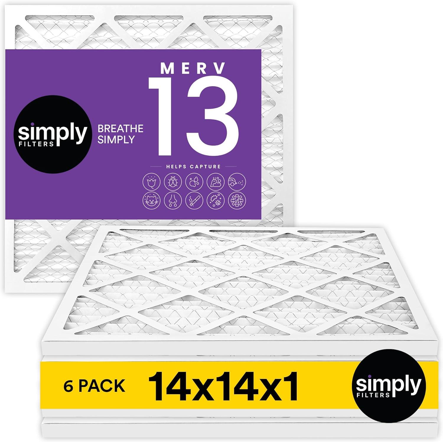 imageSimply 14x30x1 Air Filter Merv 13 MPR 1500 4 Pack For Home AC Furnace ampamp HVAC Actual Size 1375quotx2975quotx075quot DUST Pet ampamp Allergy Control6Pack