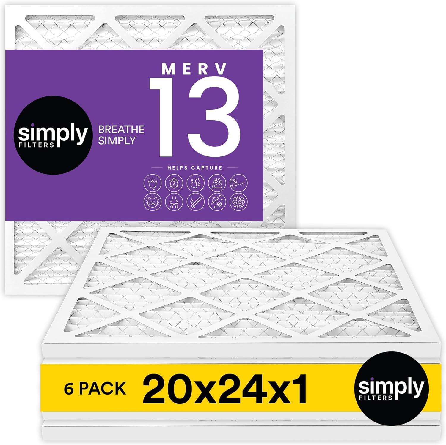 imageSimply 14x30x1 Air Filter Merv 13 MPR 1500 4 Pack For Home AC Furnace ampamp HVAC Actual Size 1375quotx2975quotx075quot DUST Pet ampamp Allergy Control6Pack