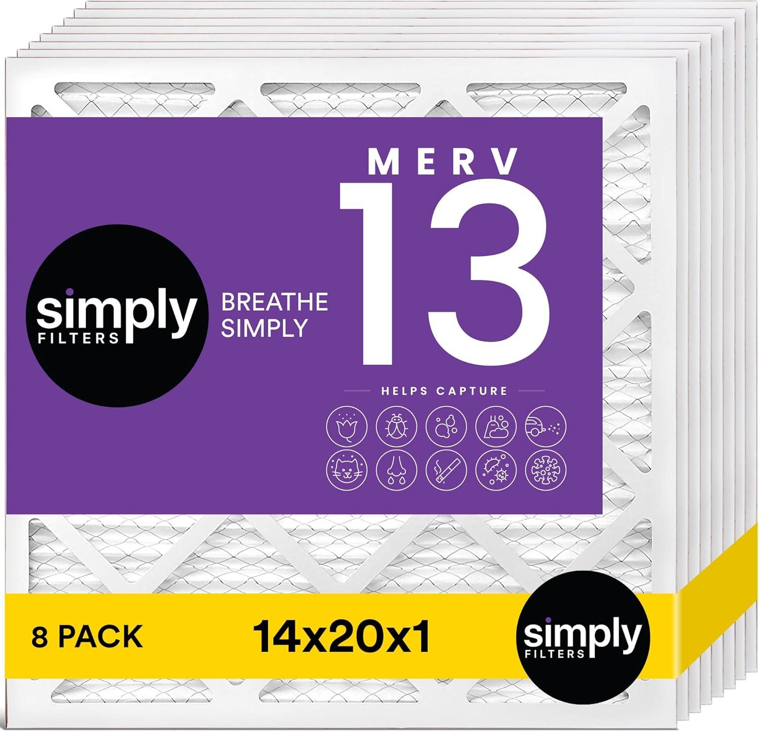 imageSimply 14x30x1 Air Filter Merv 13 MPR 1500 4 Pack For Home AC Furnace ampamp HVAC Actual Size 1375quotx2975quotx075quot DUST Pet ampamp Allergy Control8 Pack