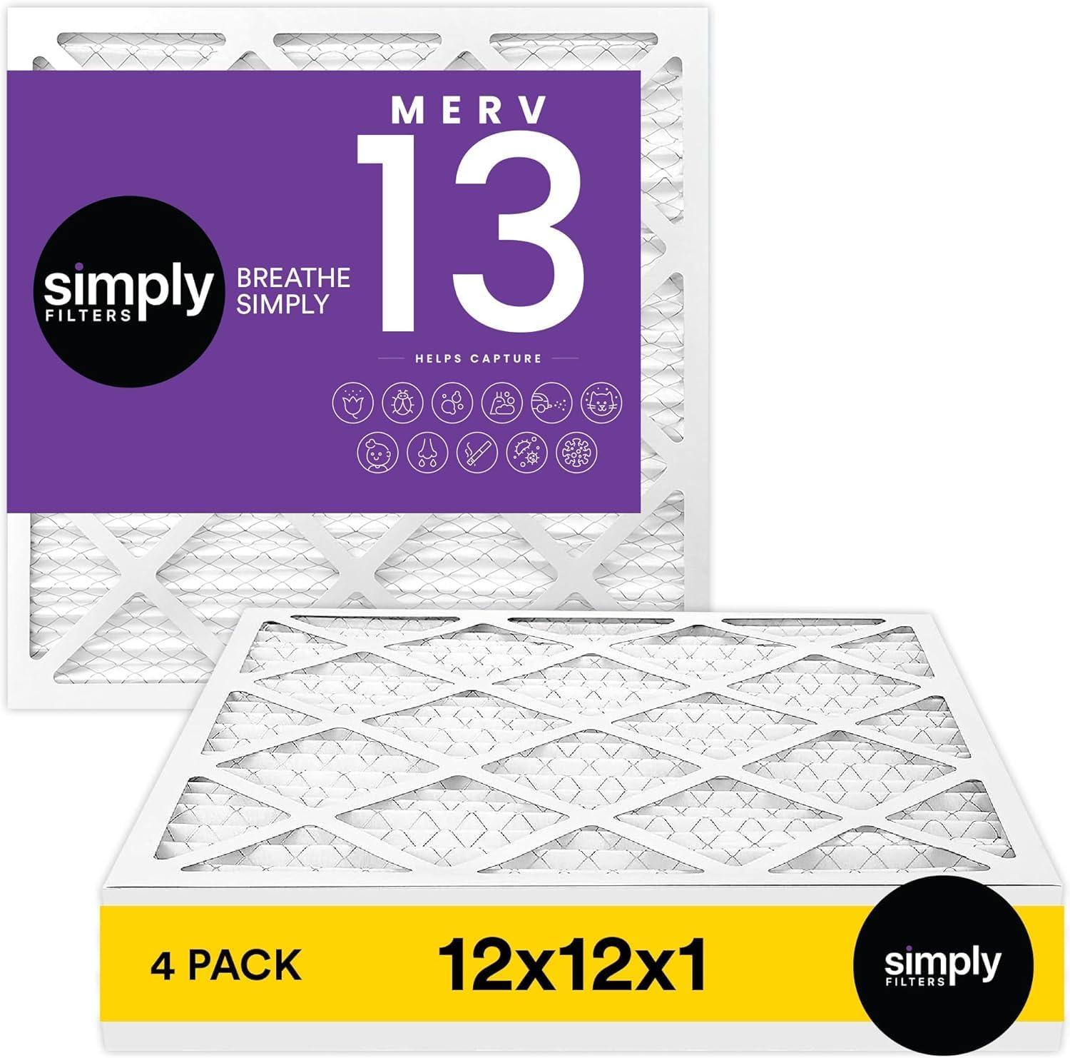 imageSimply 14x30x1 Air Filter Merv 13 MPR 1500 4 Pack For Home AC Furnace ampamp HVAC Actual Size 1375quotx2975quotx075quot DUST Pet ampamp Allergy Control4 Pack