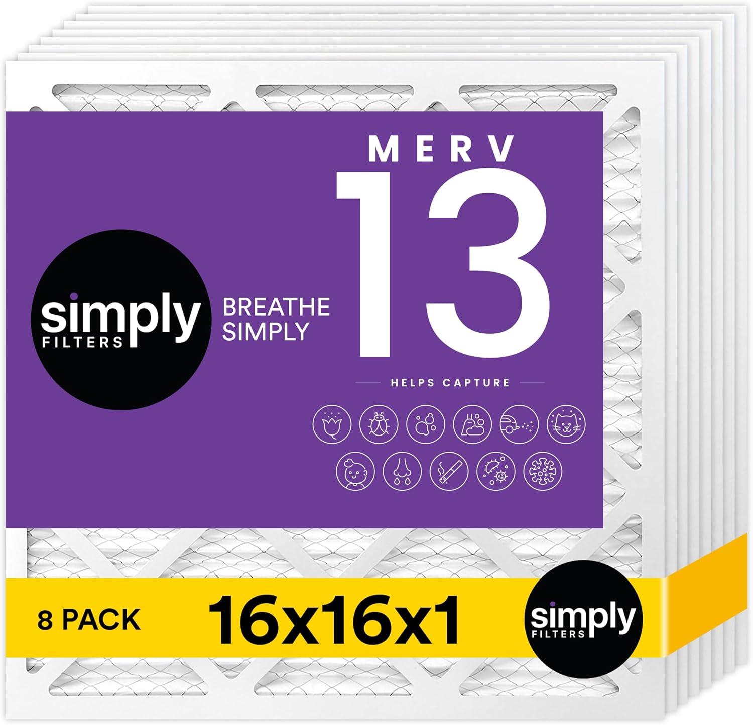 imageSimply 14x30x1 Air Filter Merv 13 MPR 1500 4 Pack For Home AC Furnace ampamp HVAC Actual Size 1375quotx2975quotx075quot DUST Pet ampamp Allergy Control8 Pack