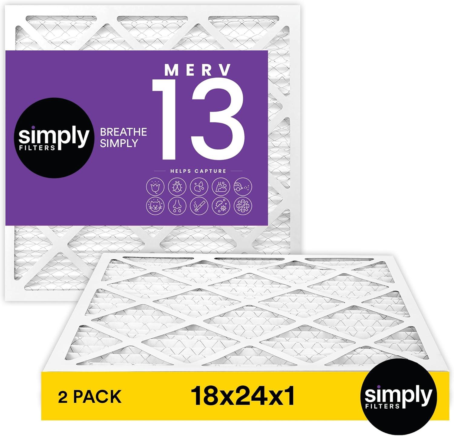 imageSimply 14x30x1 Air Filter Merv 13 MPR 1500 4 Pack For Home AC Furnace ampamp HVAC Actual Size 1375quotx2975quotx075quot DUST Pet ampamp Allergy Control2Pack