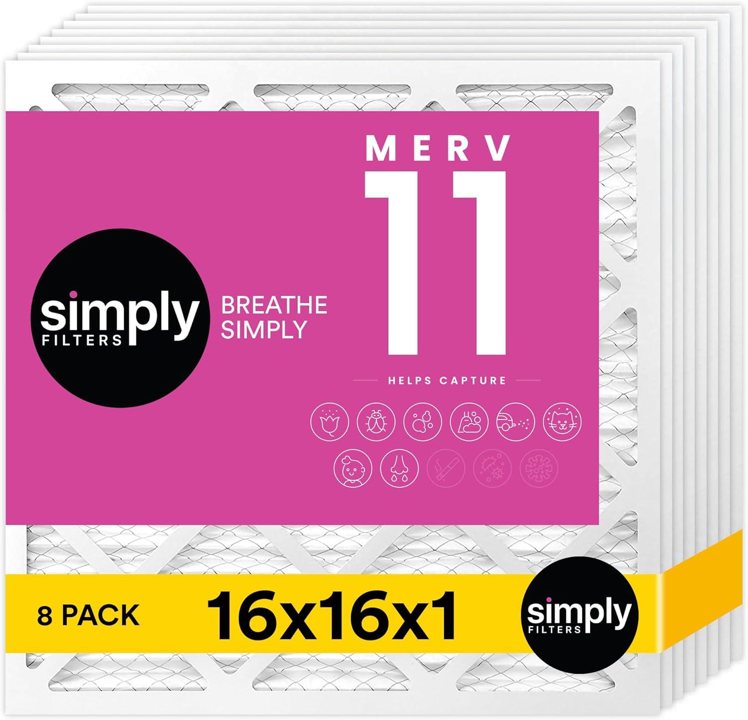 imageSimply 14x20x1 Air Filter Merv 11 MPR 1000 12 Pack For Home AC Furnace ampamp HVAC Actual Size 1375quotx1975quotx075quot DUST Pet ampamp Allergy Control8 Pack