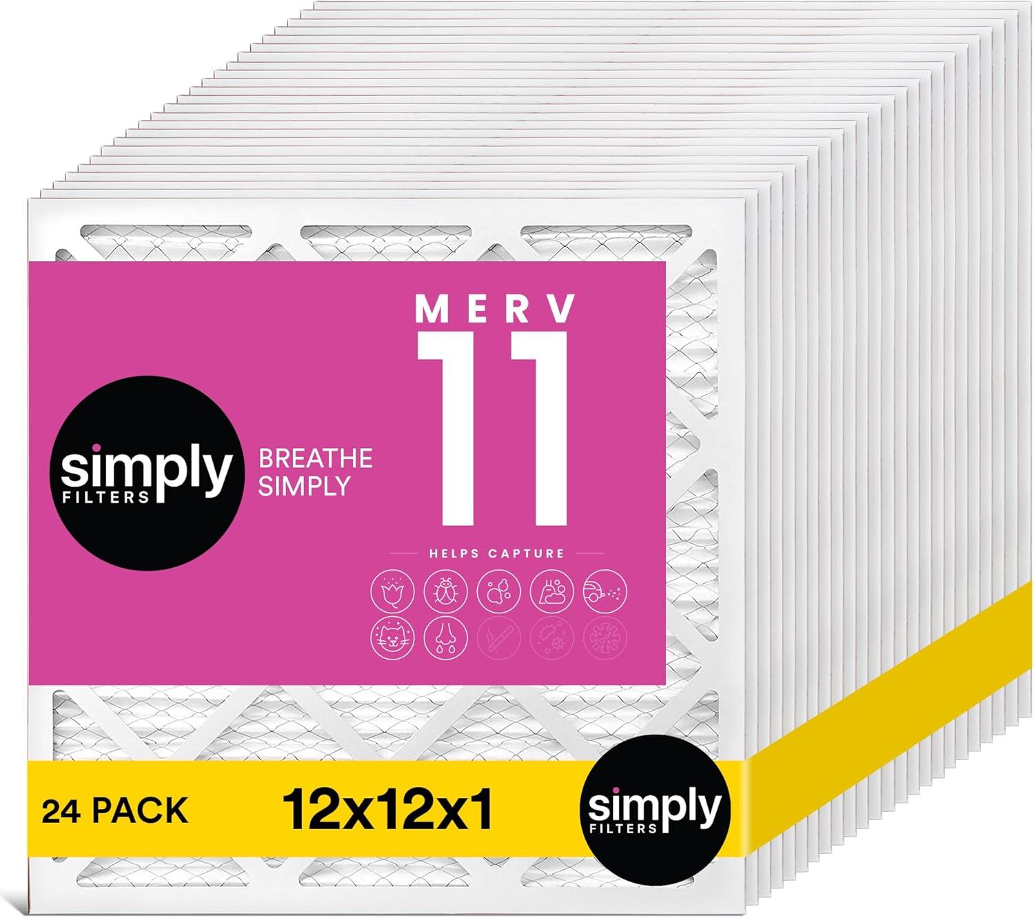 imageSimply 14x20x1 Air Filter Merv 11 MPR 1000 12 Pack For Home AC Furnace ampamp HVAC Actual Size 1375quotx1975quotx075quot DUST Pet ampamp Allergy Control24 Pack