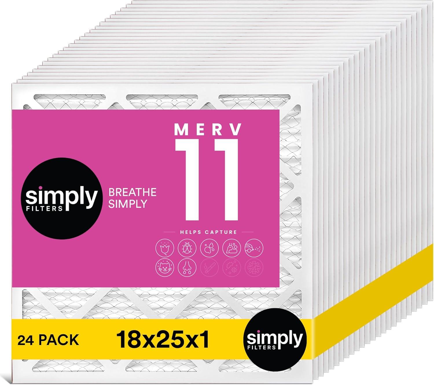 imageSimply 14x20x1 Air Filter Merv 11 MPR 1000 12 Pack For Home AC Furnace ampamp HVAC Actual Size 1375quotx1975quotx075quot DUST Pet ampamp Allergy Control24 Pack