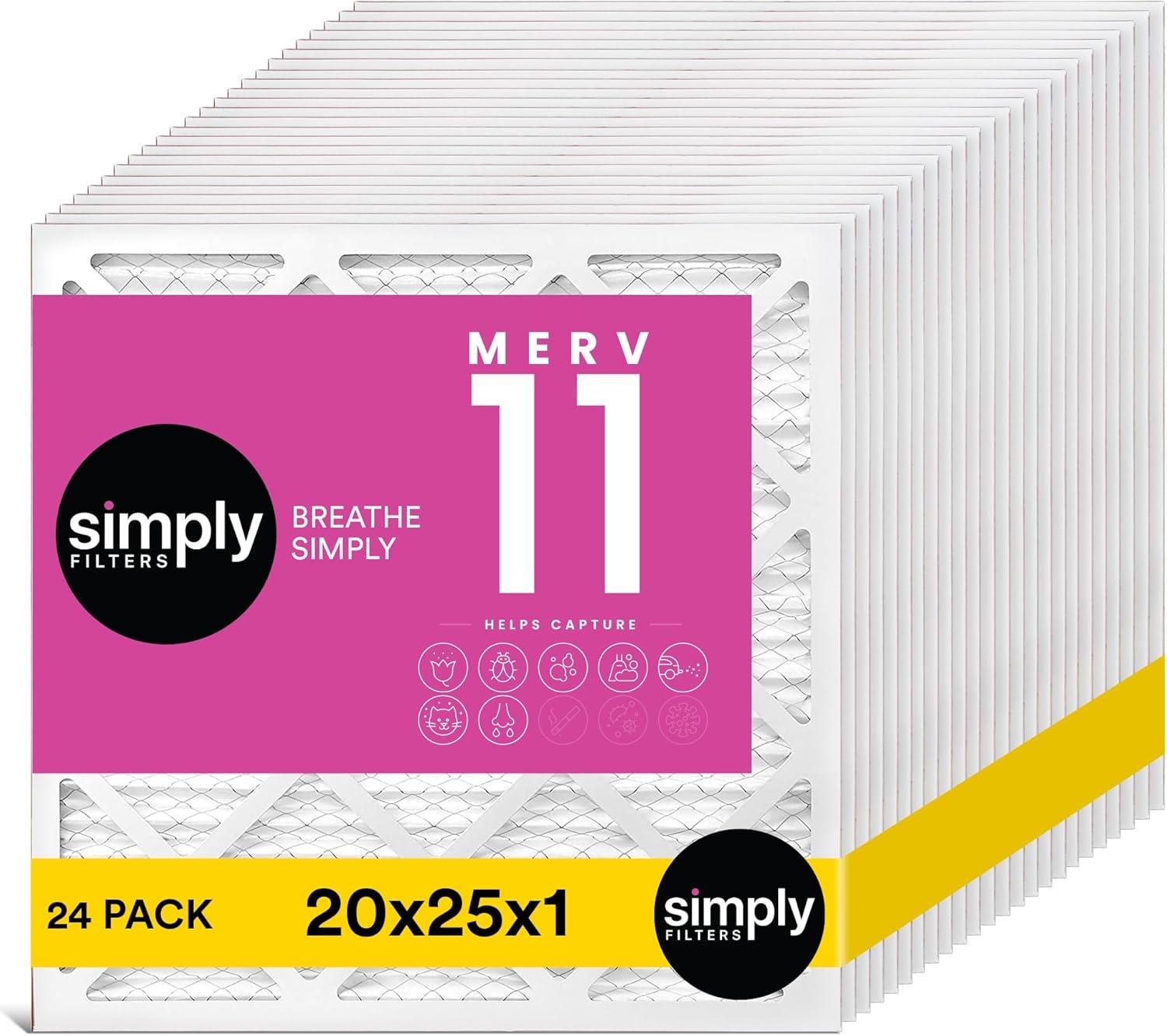 imageSimply 14x20x1 Air Filter Merv 11 MPR 1000 12 Pack For Home AC Furnace ampamp HVAC Actual Size 1375quotx1975quotx075quot DUST Pet ampamp Allergy Control24 Pack