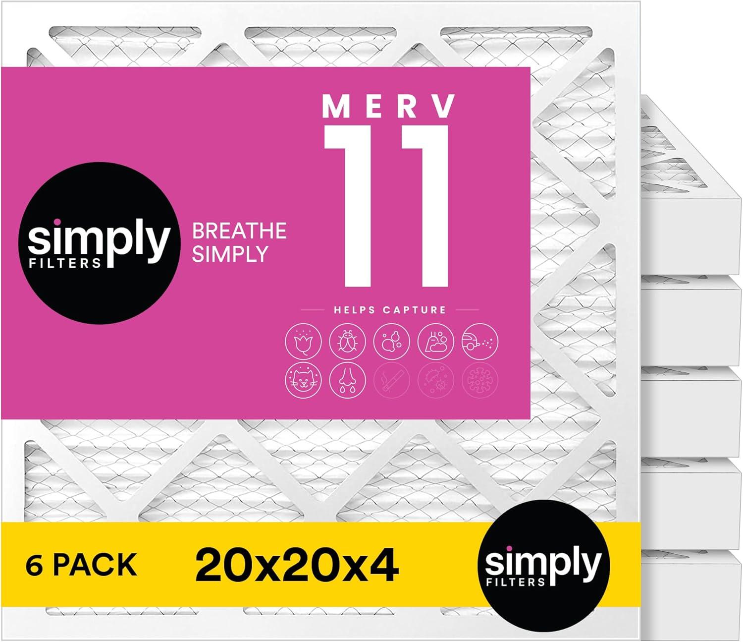 imageSimply 14x20x1 Air Filter Merv 11 MPR 1000 12 Pack For Home AC Furnace ampamp HVAC Actual Size 1375quotx1975quotx075quot DUST Pet ampamp Allergy Control6 Pack