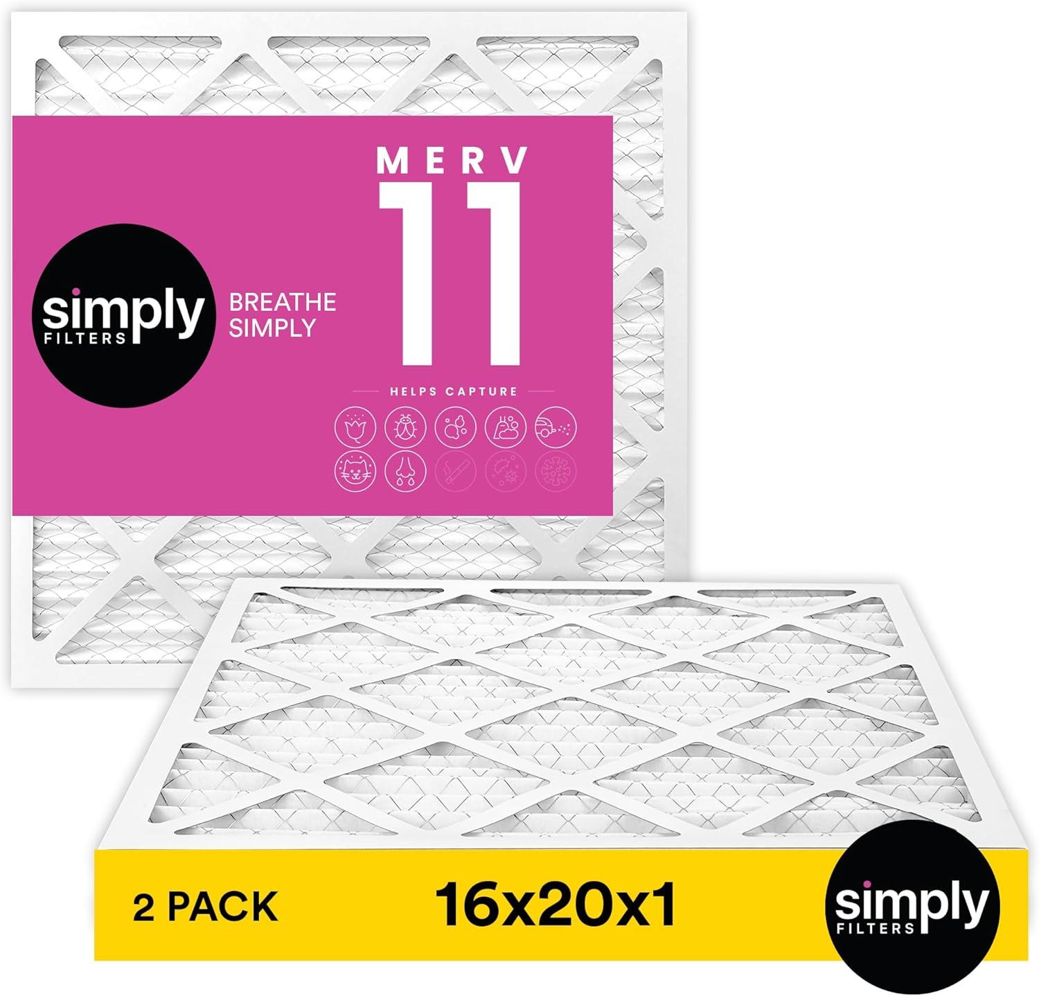 imageSimply 14x25x1 Air Filter Merv 11 MPR 1000 6 Pack For Home AC Furnace ampamp HVAC Actual Size 1375quotx2475quotx075quot DUST Pet ampamp Allergy Control2 Pack