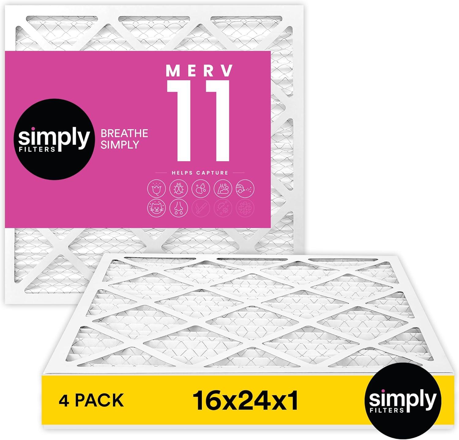 imageSimply 14x25x1 Air Filter Merv 11 MPR 1000 6 Pack For Home AC Furnace ampamp HVAC Actual Size 1375quotx2475quotx075quot DUST Pet ampamp Allergy Control4 Pack