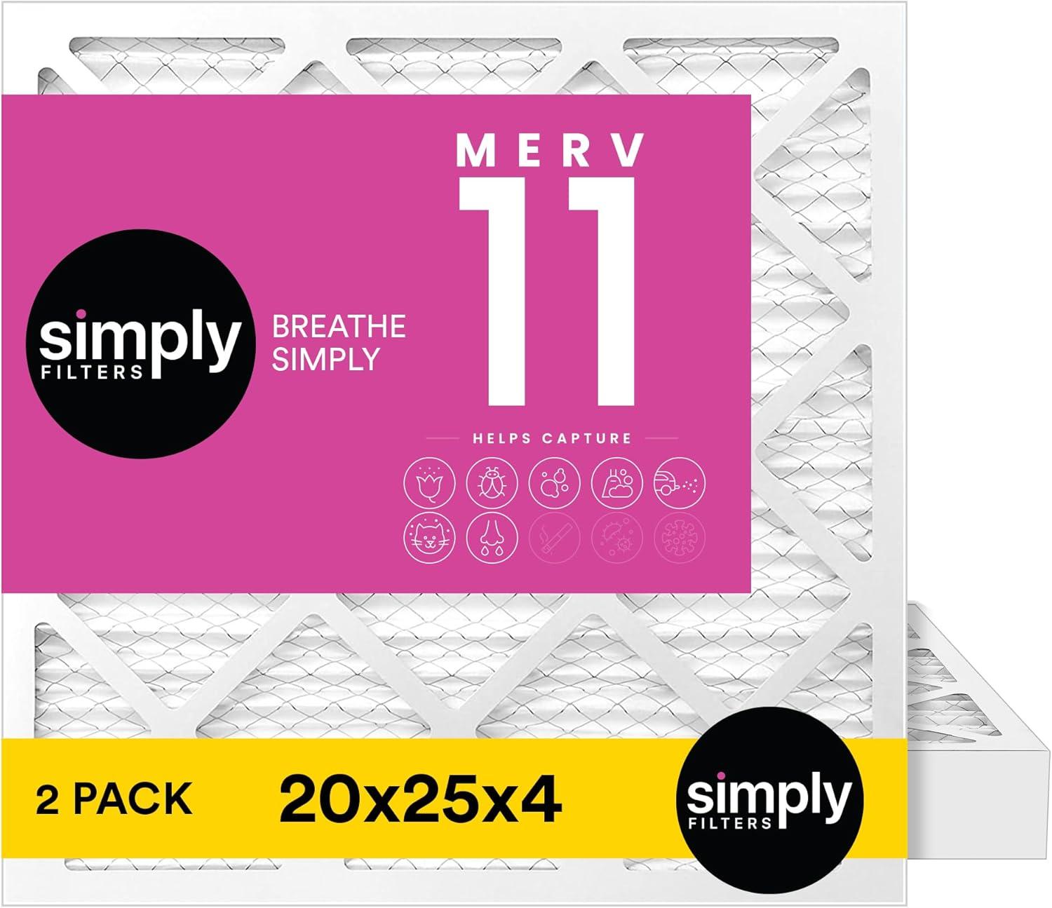 imageSimply 14x25x1 Air Filter Merv 11 MPR 1000 6 Pack For Home AC Furnace ampamp HVAC Actual Size 1375quotx2475quotx075quot DUST Pet ampamp Allergy Control2 Pack
