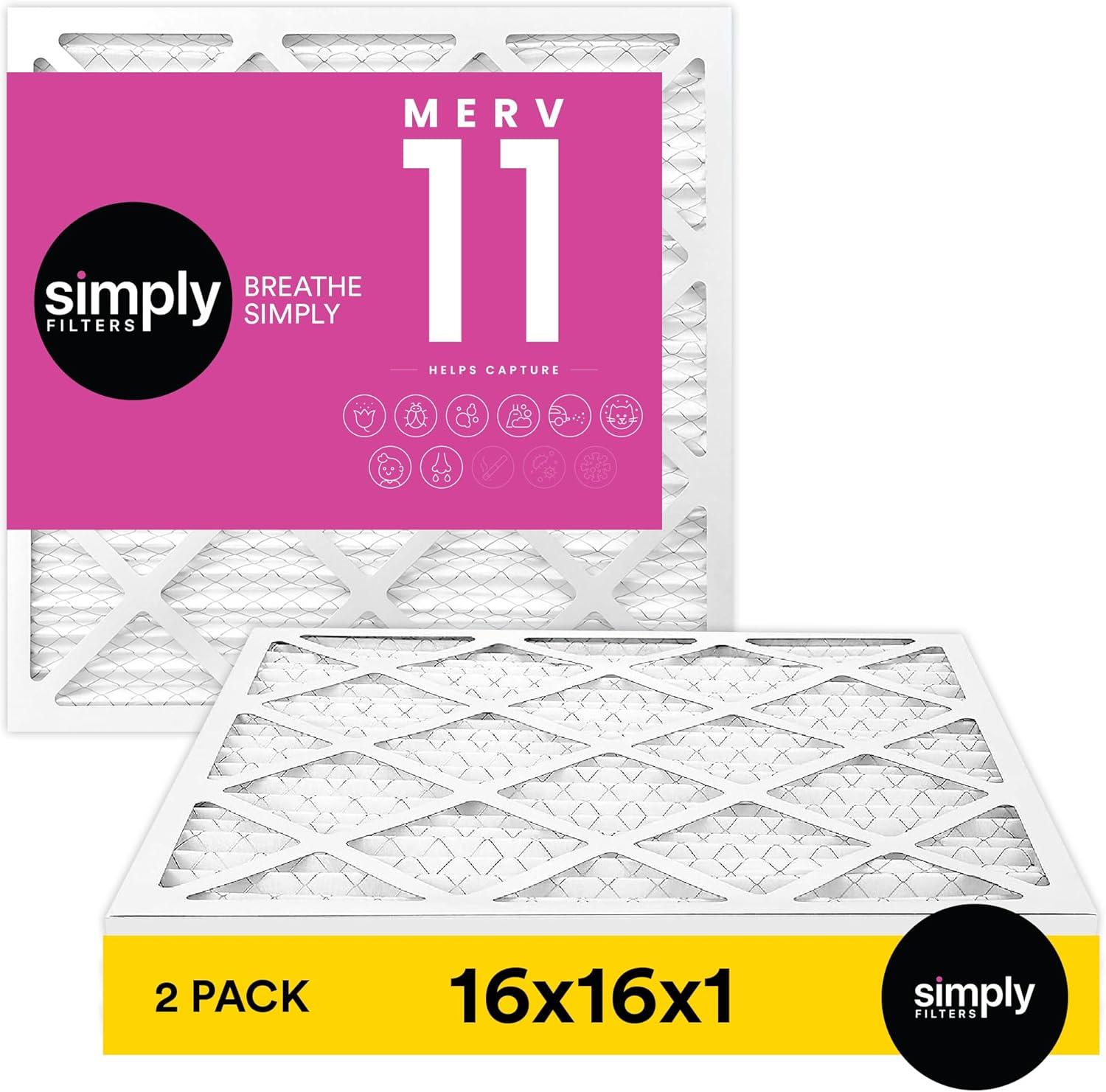 imageSimply 14x25x1 Air Filter Merv 11 MPR 1000 6 Pack For Home AC Furnace ampamp HVAC Actual Size 1375quotx2475quotx075quot DUST Pet ampamp Allergy Control2 Pack