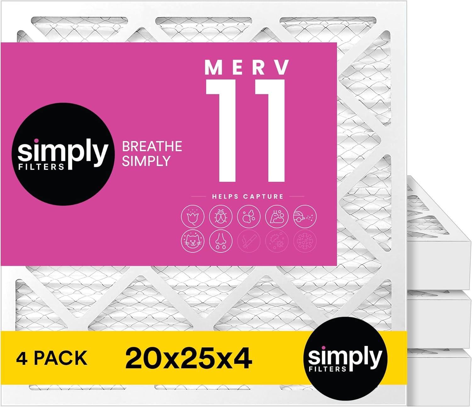 imageSimply 14x25x1 Air Filter Merv 11 MPR 1000 6 Pack For Home AC Furnace ampamp HVAC Actual Size 1375quotx2475quotx075quot DUST Pet ampamp Allergy Control4 Pack
