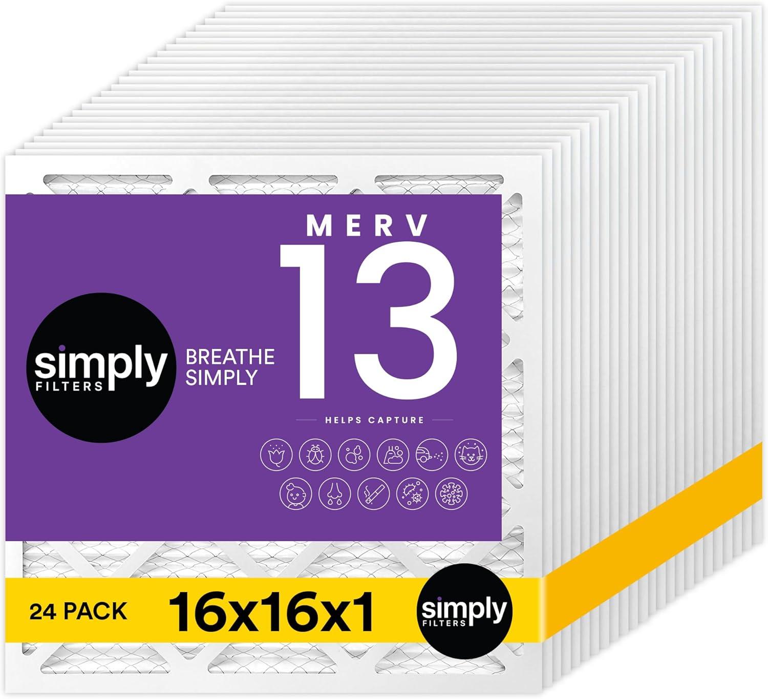 imageSimply 14x30x1 Air Filter Merv 13 MPR 1500 4 Pack For Home AC Furnace ampamp HVAC Actual Size 1375quotx2975quotx075quot DUST Pet ampamp Allergy Control24 Pack