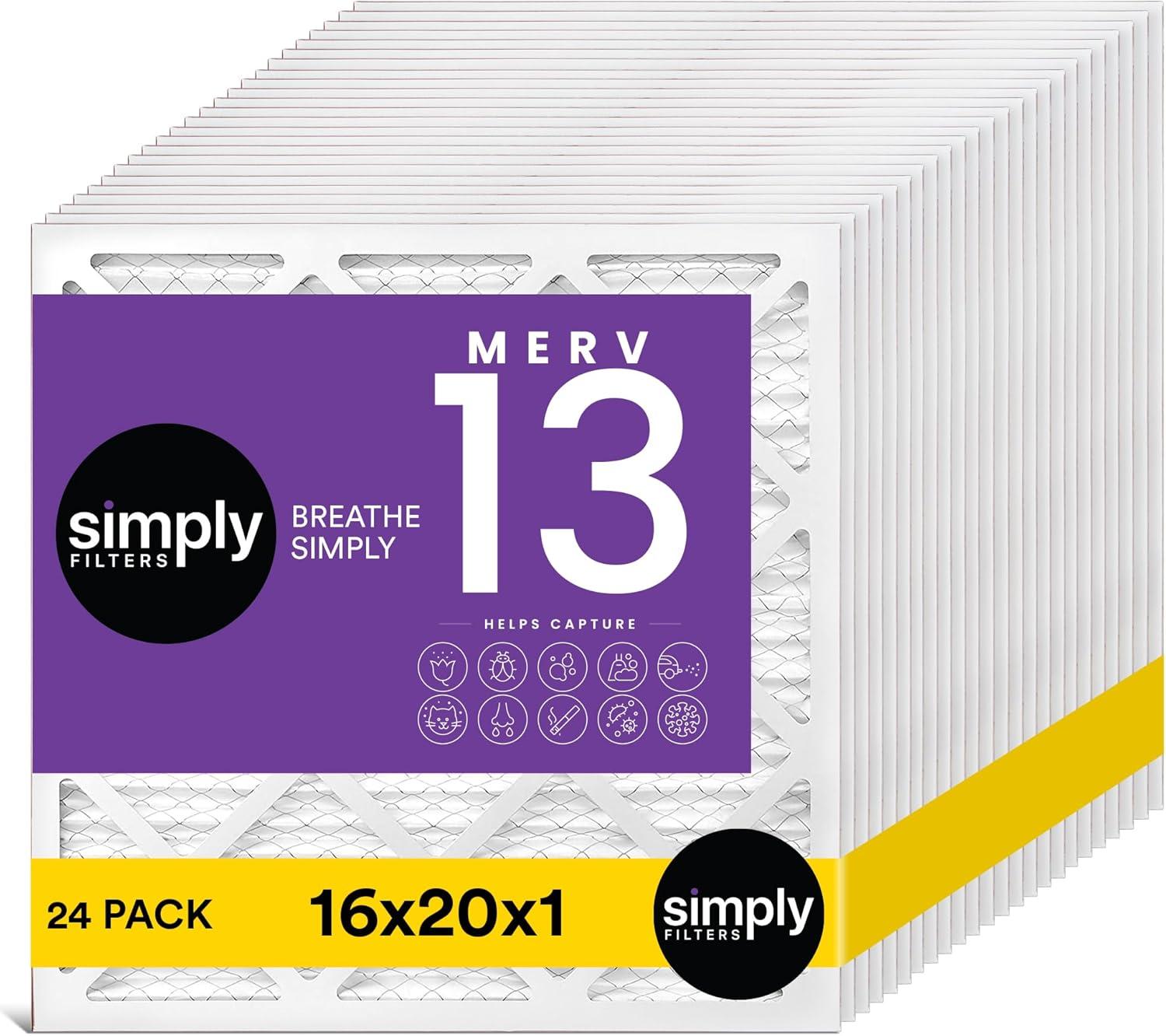 imageSimply 14x30x1 Air Filter Merv 13 MPR 1500 4 Pack For Home AC Furnace ampamp HVAC Actual Size 1375quotx2975quotx075quot DUST Pet ampamp Allergy Control24 Pack