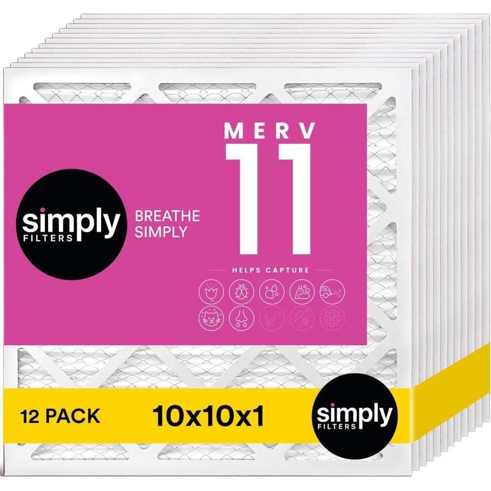 imageSimply 14x20x1 Air Filter Merv 11 MPR 1000 12 Pack For Home AC Furnace ampamp HVAC Actual Size 1375quotx1975quotx075quot DUST Pet ampamp Allergy Control12 Pack