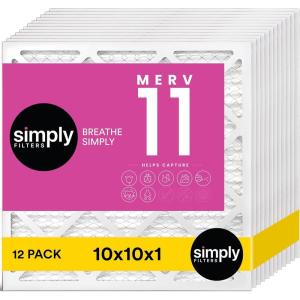 imageSimply 14x20x1 Air Filter Merv 11 MPR 1000 12 Pack For Home AC Furnace ampamp HVAC Actual Size 1375quotx1975quotx075quot DUST Pet ampamp Allergy Control12 Pack
