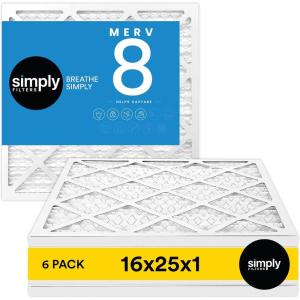 imageSimply 14x30x1 Air Filter Merv 8 MPR 600 6 Pack For Home AC Furnace ampamp HVAC Actual Size 1375quotx2975quotx075quot DUST Pet ampamp Allergy Control16x25x1