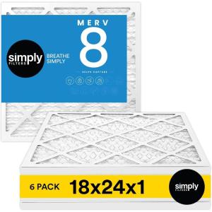 imageSimply 14x30x1 Air Filter Merv 8 MPR 600 6 Pack For Home AC Furnace ampamp HVAC Actual Size 1375quotx2975quotx075quot DUST Pet ampamp Allergy Control18x24x1