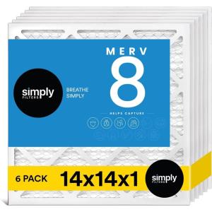 imageSimply 14x30x1 Air Filter Merv 8 MPR 600 6 Pack For Home AC Furnace ampamp HVAC Actual Size 1375quotx2975quotx075quot DUST Pet ampamp Allergy Control14x14x1