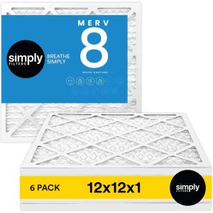 imageSimply 14x30x1 Air Filter Merv 8 MPR 600 6 Pack For Home AC Furnace ampamp HVAC Actual Size 1375quotx2975quotx075quot DUST Pet ampamp Allergy Control12x12x1