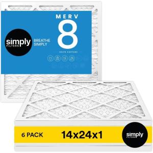 imageSimply 14x30x1 Air Filter Merv 8 MPR 600 6 Pack For Home AC Furnace ampamp HVAC Actual Size 1375quotx2975quotx075quot DUST Pet ampamp Allergy Control14x24x1
