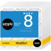 imageSimply 10x20x1 Air Filter Merv 8 MPR 600 12 Pack Furnace Air Filter for HVAC Actual Size 975quotx1975quotx075quot DUST Pet ampamp Allergy Control
