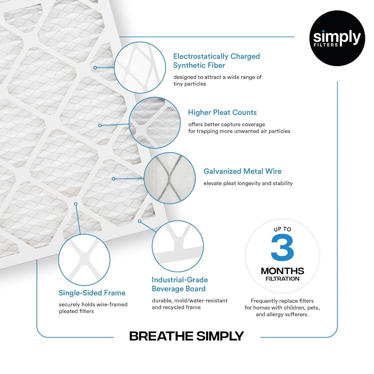 imageSimply 24x30x1 Air Filter Merv 8 MPR 600 8 Pack For Home AC Furnace ampamp HVAC Actual Size 2375quotx2975quotx075quot DUST Pet ampamp Allergy Control10x10x1