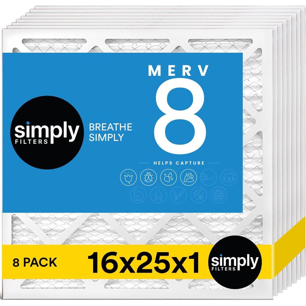imageSimply 20x20x1 Air Filter MERV 8 MPR 600 24 Pack For Home AC Furnace ampamp HVAC Actual Size 1975quotx1975quotx075quot DUST Pet ampamp Allergy Control16x25x1