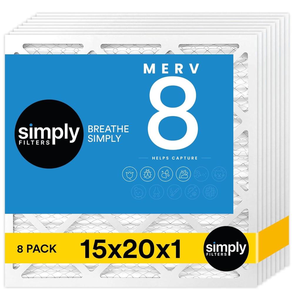 imageSimply 24x30x1 Air Filter Merv 8 MPR 600 8 Pack For Home AC Furnace ampamp HVAC Actual Size 2375quotx2975quotx075quot DUST Pet ampamp Allergy Control15x20x1