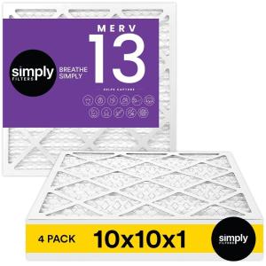 imageSimply Filters 10x10x1 MERV 13 MPR 1500 Air Filter 4 Pack  Actual Size 975quotx975quotx075quot HVAC AC Furnace Filter