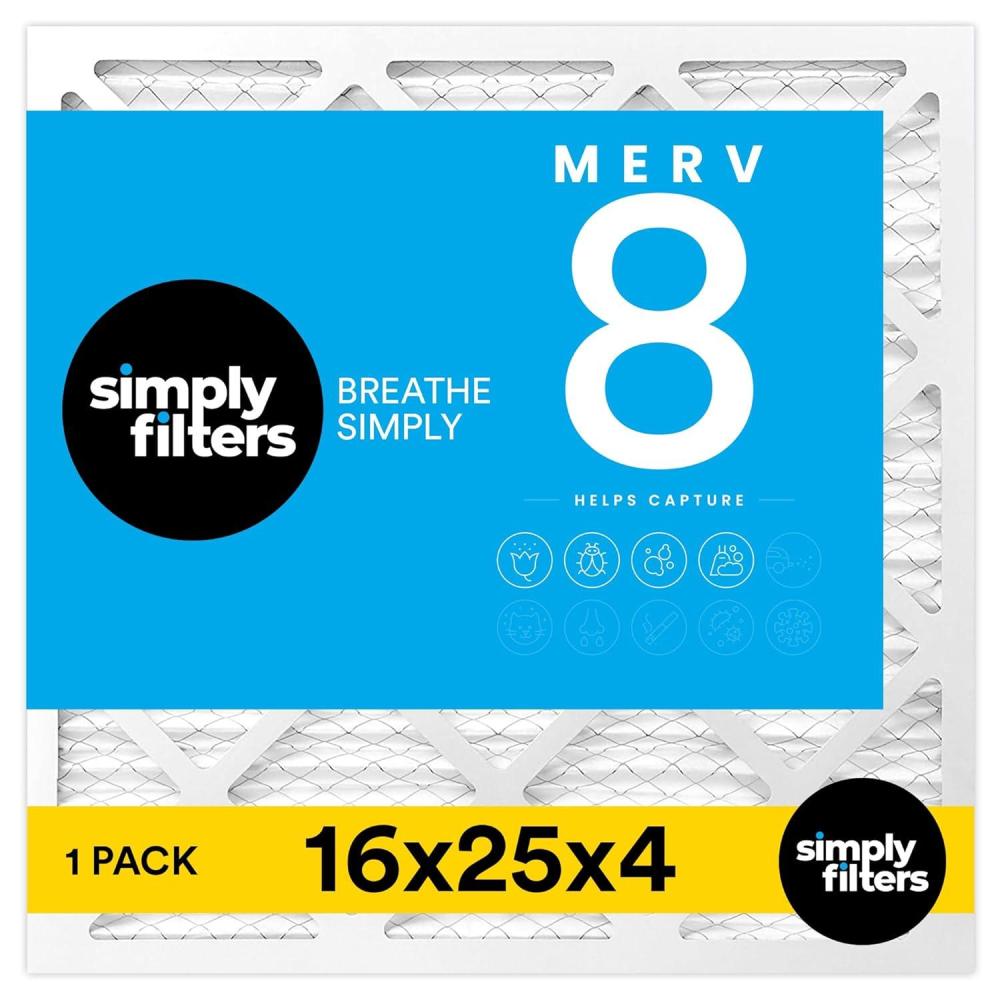 imageSimply 16x25x4 Air Filter MERV 8 MPR 600 1 Pack For Home AC Furnace ampamp HVAC Actual Size 1575quotx2475quotx375quot DUST Pet ampamp Allergy Control