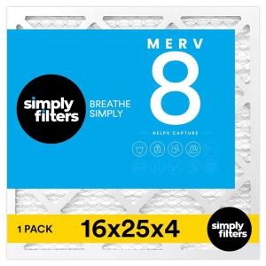 imageSimply 16x25x4 Air Filter MERV 8 MPR 600 1 Pack For Home AC Furnace ampamp HVAC Actual Size 1575quotx2475quotx375quot DUST Pet ampamp Allergy Control