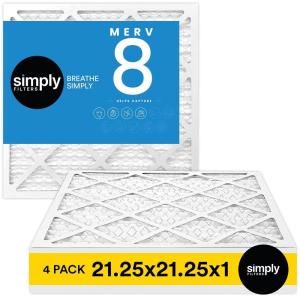 imageSimply Filters 2125x2125x1 MERV 8 MPR 600 Air Filter 4 Pack  Actual Size 2125quotx2125quotx075quot HVAC AC Furnace Air Filter