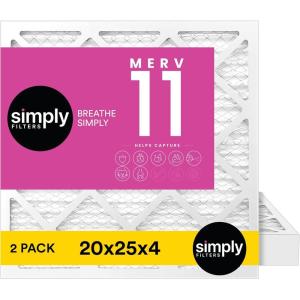 imageSimply 20x25x4 Air Filter MERV 13 MPR 1500 2 Pack Furnace Air Filter for HVAC Actual Size195quotx245quotx363quot DUST Pet ampamp Allergy Control20x25x4
