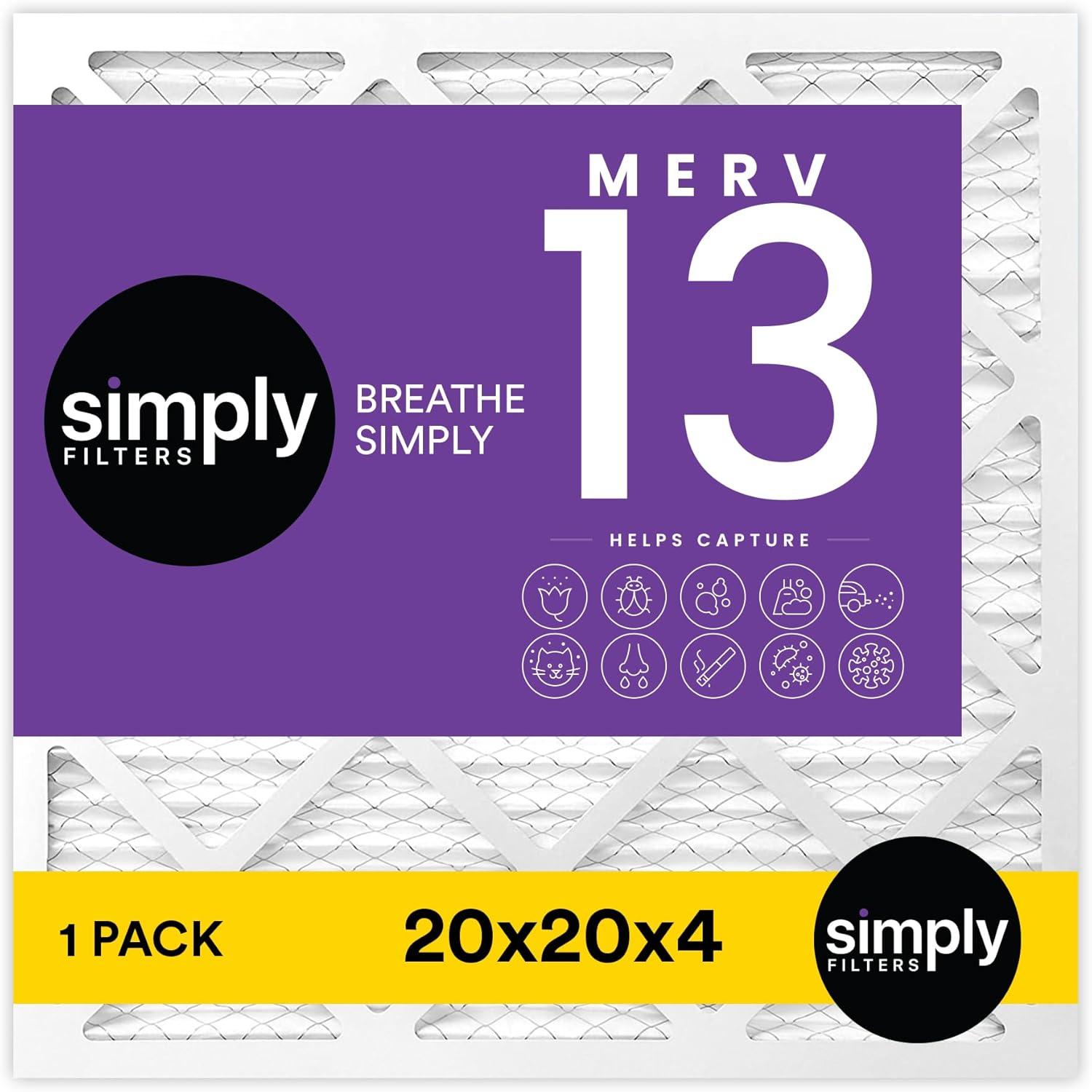 imageSimply 16x25x4 Air Filter MERV 11 MPR 1000 1 Pack For Home AC Furnace ampamp HVAC Actual Size 1575quotx2475quotx375quot DUST Pet ampamp Allergy Control20x20x4