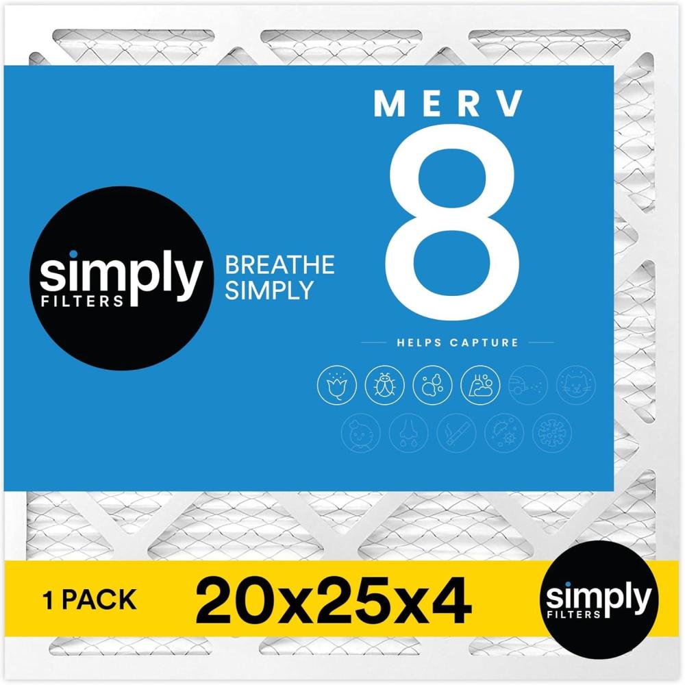 imageSimply 16x25x4 Air Filter MERV 11 MPR 1000 1 Pack For Home AC Furnace ampamp HVAC Actual Size 1575quotx2475quotx375quot DUST Pet ampamp Allergy Control20x25x4