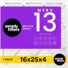 imageSimply 16x25x4 Air Filter MERV 11 MPR 1000 1 Pack For Home AC Furnace ampamp HVAC Actual Size 1575quotx2475quotx375quot DUST Pet ampamp Allergy Control248 x 158 x 38