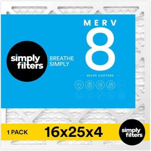 imageSimply 16x25x4 Air Filter MERV 11 MPR 1000 1 Pack For Home AC Furnace ampamp HVAC Actual Size 1575quotx2475quotx375quot DUST Pet ampamp Allergy Control248 x 158 x 38