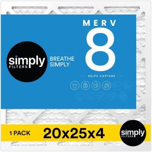 imageSimply 16x25x4 Air Filter MERV 11 MPR 1000 1 Pack For Home AC Furnace ampamp HVAC Actual Size 1575quotx2475quotx375quot DUST Pet ampamp Allergy Control20x25x4