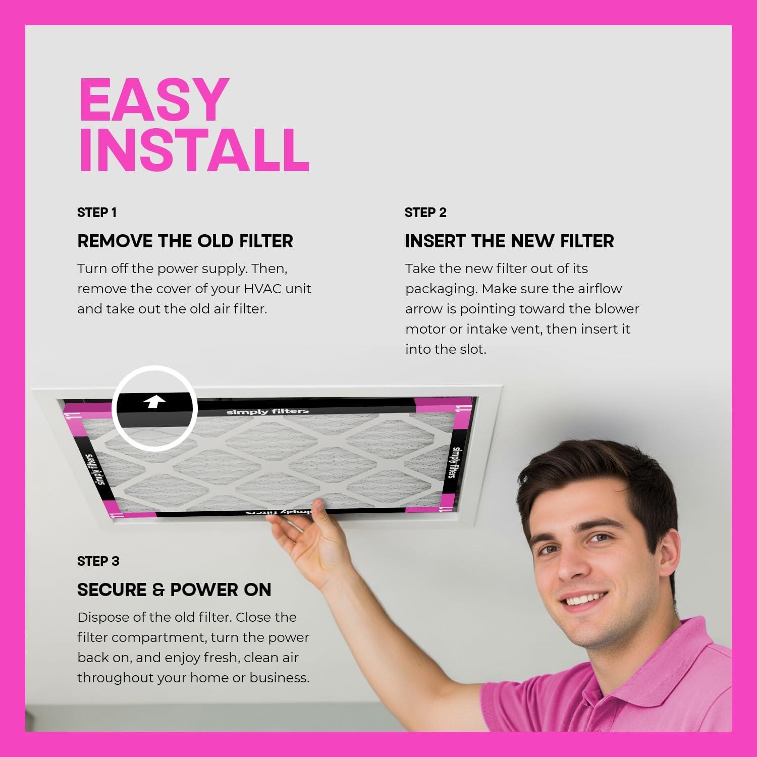 imageSimply 10x20x1 Air Filter MERV 11 MPR 1000 8 Pack Furnace Air Filter for HVAC Actual Size 975quotx1975quotx075quot DUST Pet ampamp Allergy Control10x20x1