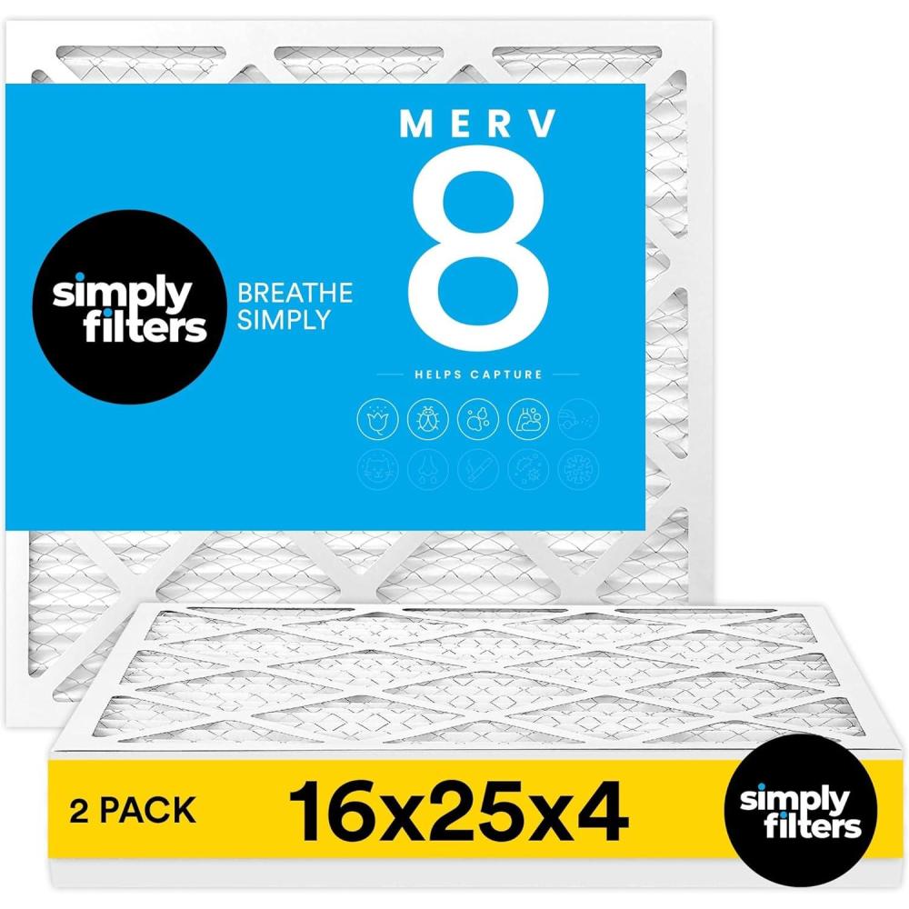 imageSimply 10x20x1 Air Filter MERV 11 MPR 1000 2 Pack Furnace Air Filter for HVAC Actual Size 975quotx1975quotx075quot DUST Pet ampamp Allergy Control16x25x4