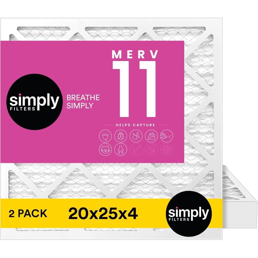 imageSimply 10x20x1 Air Filter MERV 11 MPR 1000 2 Pack Furnace Air Filter for HVAC Actual Size 975quotx1975quotx075quot DUST Pet ampamp Allergy Control20x25x4