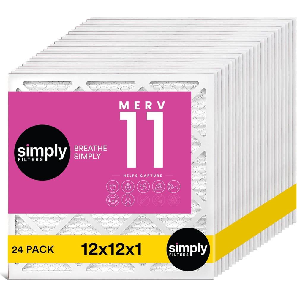 imageSimply 10x20x1 Air Filter MERV 11 MPR 1000 24 Pack Furnace Air Filter for HVAC Actual Size 975quotx1975quotx075quot DUST Pet ampamp Allergy Control12x12x1