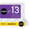 imageSimply 10x20x1 Air Filter MERV 11 MPR 1000 2 Pack Furnace Air Filter for HVAC Actual Size 975quotx1975quotx075quot DUST Pet ampamp Allergy Control20x20x4