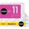 imageSimply 10x20x1 Air Filter MERV 11 MPR 1000 4 Pack Furnace Air Filter for HVAC Actual Size 975quotx1975quotx075quot DUST Pet ampamp Allergy Control20x20x4