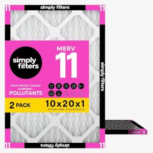 imageSimply 10x20x1 Air Filter MERV 11 MPR 1000 2 Pack Furnace Air Filter for HVAC Actual Size 975quotx1975quotx075quot DUST Pet ampamp Allergy Control10x20x1