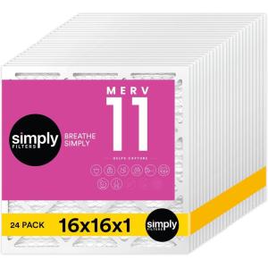imageSimply 10x20x1 Air Filter MERV 11 MPR 1000 24 Pack Furnace Air Filter for HVAC Actual Size 975quotx1975quotx075quot DUST Pet ampamp Allergy Control16x16x1